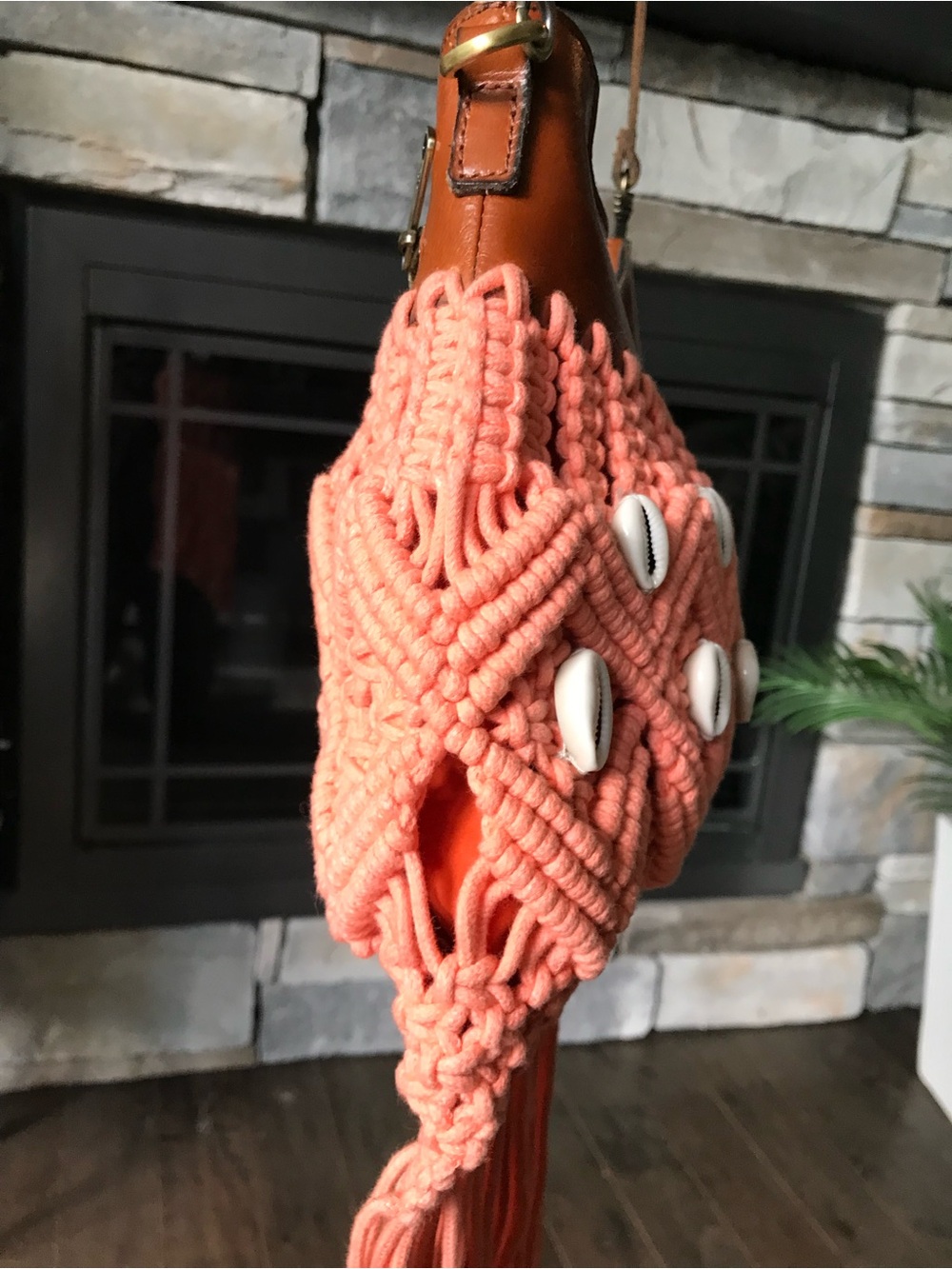 Patricia Nash Boho Fringe Macramé Crossbody – Coral/Shell – Like New – Rare - Picture 4 of 13